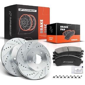 A-Premium 10.76 inch (273.3 mm) Front Drilled and Slotted Disc Brake Rotors + Ceramic Pads Kit Compatible with Select Chevy, GMC, Isuzu and Oldsmobile Models - S10, Blazer, Sonoma, Hombre, Bravada in Saudi Arabia