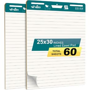 ViVin Grid Sticky Easel Pad, 25 x 30 Inches Flip Chart Paper for Teachers and Students, Large Self Stick Easel Paper for School & Office, 30 Sheets/Pad, 2 Pads/Pack in Kuwait
