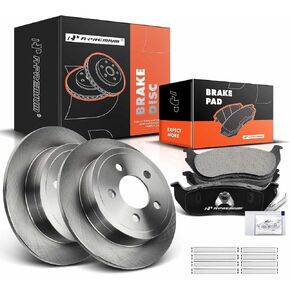A-Premium 11.22 inch (285mm) Rear Solid Disc Brake Rotors + Ceramic Pads kit Compatible with Select Jeep Models - Liberty 2003-2007, Wrangler/TJ 2003-2006, 6-PC Set in Kuwait