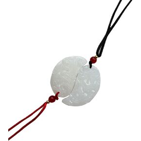 أبيض اليشم التنين وقلادة فينيكس ، الأزواج رفيق الروح قلادة مزدوجة ، قلادة نقية اليشم فنغشوي ، 1 صناديق مع 2 قلادة in Kuwait