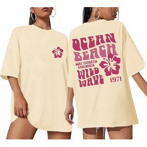 Hawaiian Shirts for Women Teen Girls Oversized Aesthetic Preppy Hibiscus Graphic Tees Beach Vacation Tshirts Tops in Kuwait