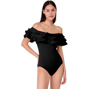 kate spade new york Women's Solid Ruffle Off The Shoulder One Piece in Saudi Arabia