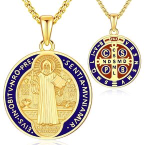 Gold-Plated St Michael/St Benedict/St Christopher/Gabriel/Pendant for Men Women, Saint Archangel Michael Necklace Sterling Silver Pray for Us Amulet Religious Jewelry Gifts Abalone Shell in Kuwait