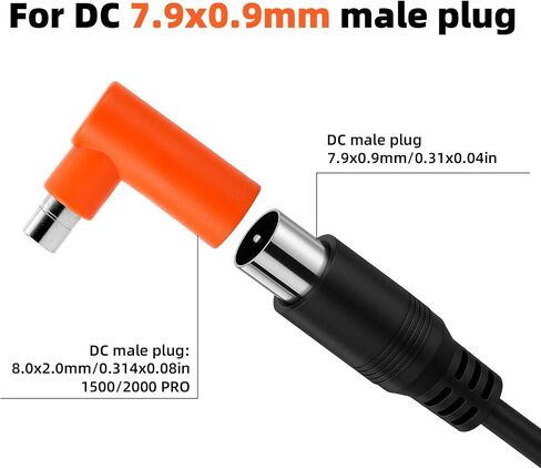 DC 7909 أنثى إلى DC 8020 محول الذكور ، 90 درجة من الزاوية اليمنى محول موصل لوحة الطاقة الشمسية متوافق مع Jackery Explorer 600plus ، 1000 V2 ، 1000Pro ، 1000Plus ، 2000Pro ، 2000Plus ، 3000Pro in Saudi Arabia