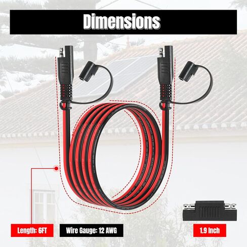 6ft 12awg sae cable ، 12 AWG sae to sae quick disconnect wire harness 12 gauge with sae polarity reversion edapter for solar pank battery battery actions and marine applications (12awg 6ft) in Kuwait
