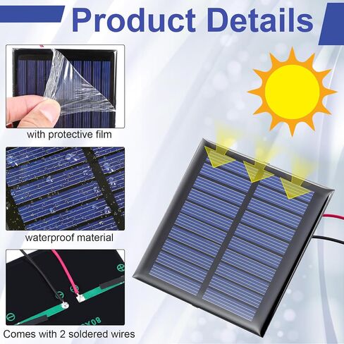 10 PCS 0.5W 5V 100MA Mini Small Solar Bank Bulk 80 × 80 MM ألواح شمسية صغيرة مع مقاطع سلكية مجموعة أكياس شاحن خلايا الايبوكسي الشمسية in Saudi Arabia
