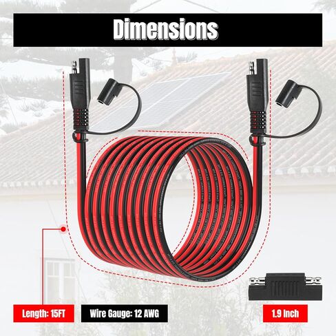 6ft 12awg sae cable ، 12 AWG sae to sae quick disconnect wire harness 12 gauge with sae polarity reversion edapter for solar pank battery battery actions and marine applications (12awg 6ft) in Kuwait