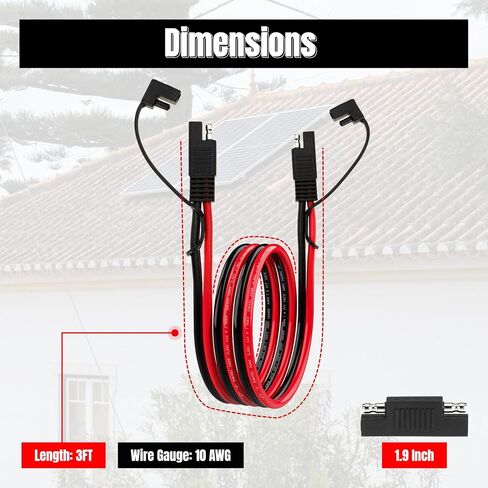 6ft 12awg sae cable ، 12 AWG sae to sae quick disconnect wire harness 12 gauge with sae polarity reversion edapter for solar pank battery battery actions and marine applications (12awg 6ft) in Kuwait