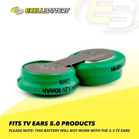 TV Earphones 5.0 Rechargeable NiMH Headset Replacement Battery Replaces 40810 Fits 5.0 TV Earphones Version ONLY Assembled in USA in Saudi Arabia