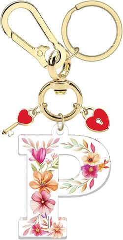 Xiahuyu Initial Letter Keychain for Women Girls Heart Pendant Key Ring Cute Letter Keychain Charms for Key Backpack Bag Purse in Kuwait