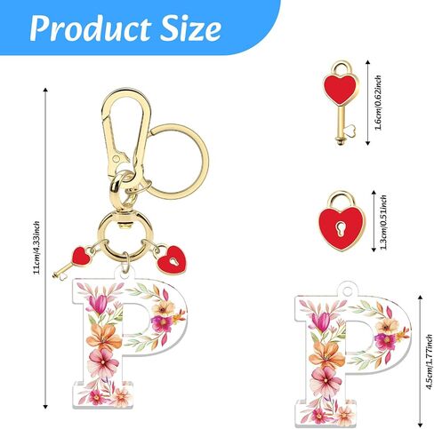 Xiahuyu Initial Letter Keychain for Women Girls Heart Pendant Key Ring Cute Letter Keychain Charms for Key Backpack Bag Purse in Kuwait
