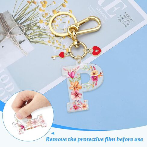 Xiahuyu Initial Letter Keychain for Women Girls Heart Pendant Key Ring Cute Letter Keychain Charms for Key Backpack Bag Purse in Kuwait