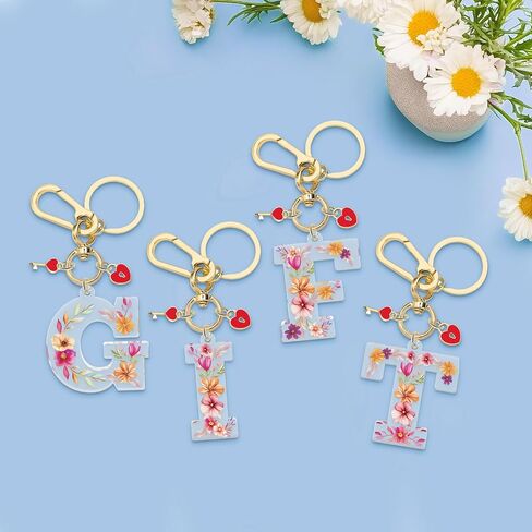 Xiahuyu Initial Letter Keychain for Women Girls Heart Pendant Key Ring Cute Letter Keychain Charms for Key Backpack Bag Purse in Kuwait