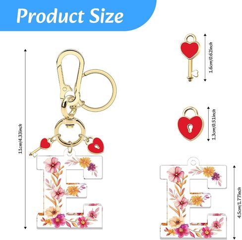 Xiahuyu Initial Letter Keychain for Women Girls Heart Pendant Key Ring Cute Letter Keychain Charms for Key Backpack Bag Purse in Kuwait