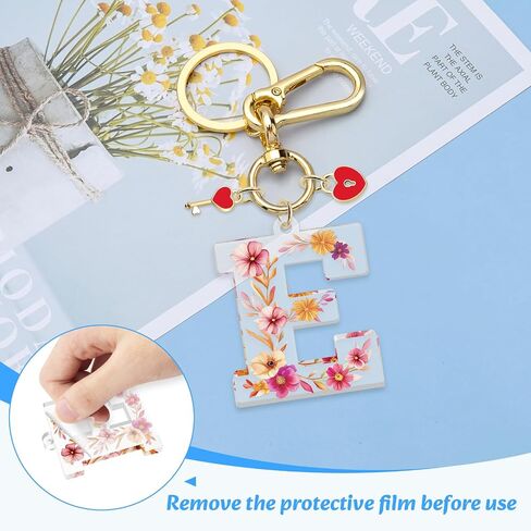 Xiahuyu Initial Letter Keychain for Women Girls Heart Pendant Key Ring Cute Letter Keychain Charms for Key Backpack Bag Purse in Kuwait