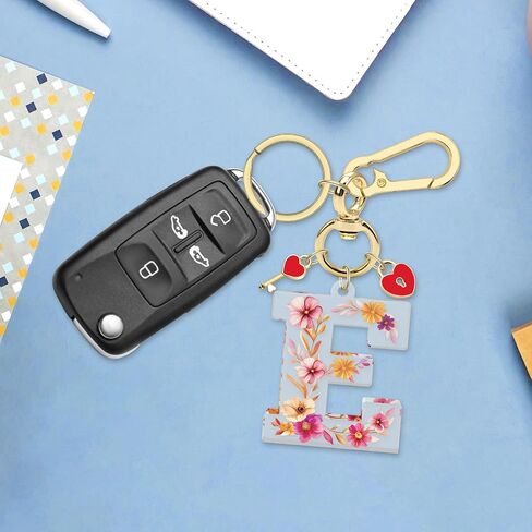 Xiahuyu Initial Letter Keychain for Women Girls Heart Pendant Key Ring Cute Letter Keychain Charms for Key Backpack Bag Purse in Kuwait