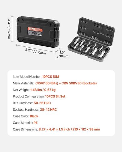 مجموعة مقبس Vevor Hex Bit ، 32 قطعة ، S2 سبيكة الصلب والصلب CR-V ، SAE القياسي والمتري ، 1/4 بوصة ، 3/8 بوصة ، و 1/2 في محركات ، مع حالة تخزين محسنة ، مجموعة ألين للمقبس للميكانيكا ، إصلاح السيارات in Kuwait