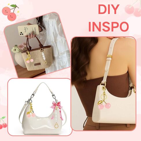 Saang & Jat رائعتين Cherry Keychain Charm Bag Extender مجموعة للنساء ، سحر Glitter Pres Metal for Handbag in Kuwait