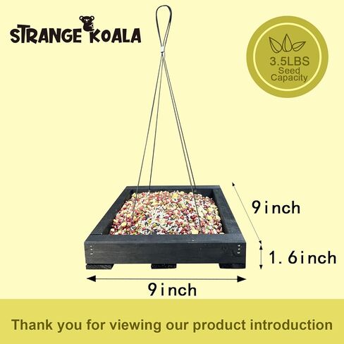 Wooden Hanging Bird Feeder/Heavy-Duty Large Capacity Outdoor Bird Feeder/Drainable Design/Attracts Robins, Sparrows/Includes Hanging Wire/No Assembly Required in Kuwait