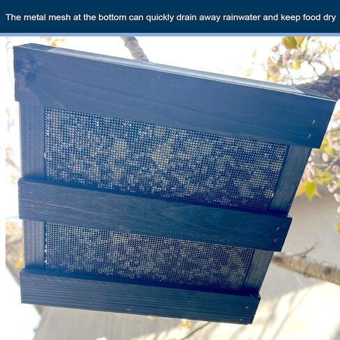 Wooden Hanging Bird Feeder/Heavy-Duty Large Capacity Outdoor Bird Feeder/Drainable Design/Attracts Robins, Sparrows/Includes Hanging Wire/No Assembly Required in Kuwait