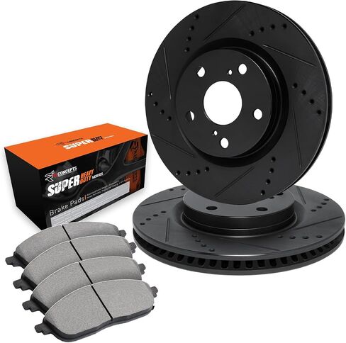 R1 Concepts Front Brake Kit for 1990-1999 Jeep Cherokee ، Wrangler ، 1990-1992 Jeep Comanche ، 1993-1998 Jeep Grand Cherokee | حفر دوارات الفرامل المحفورة | أدوات فرامل الفرامل أو الأمثل OEP in Saudi Arabia