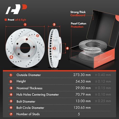 A-Premium 10.76 inch (273.3 mm) Front Drilled and Slotted Disc Brake Rotors + Ceramic Pads Kit Compatible with Select Chevy, GMC, Isuzu and Oldsmobile Models - S10, Blazer, Sonoma, Hombre, Bravada in Saudi Arabia
