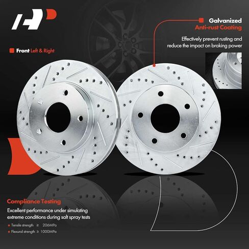 A-Premium 10.76 inch (273.3 mm) Front Drilled and Slotted Disc Brake Rotors + Ceramic Pads Kit Compatible with Select Chevy, GMC, Isuzu and Oldsmobile Models - S10, Blazer, Sonoma, Hombre, Bravada in Saudi Arabia