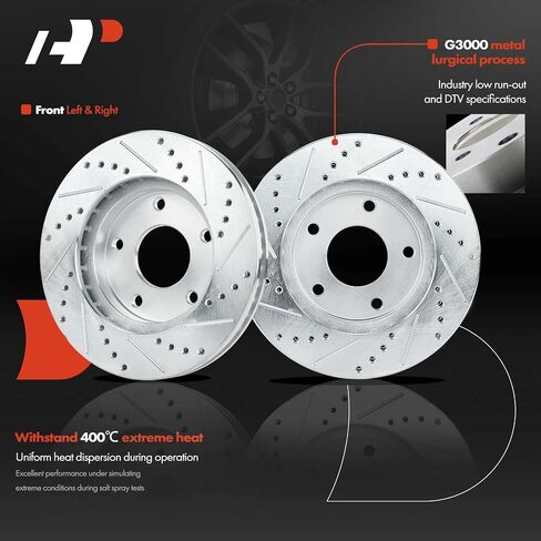 A-Premium 10.76 inch (273.3 mm) Front Drilled and Slotted Disc Brake Rotors + Ceramic Pads Kit Compatible with Select Chevy, GMC, Isuzu and Oldsmobile Models - S10, Blazer, Sonoma, Hombre, Bravada in Saudi Arabia