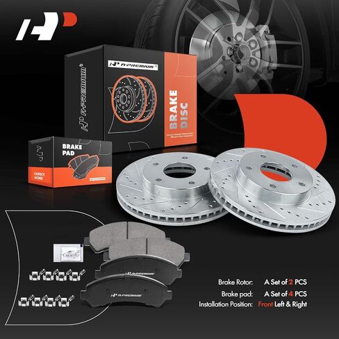 A-Premium 10.76 inch (273.3 mm) Front Drilled and Slotted Disc Brake Rotors + Ceramic Pads Kit Compatible with Select Chevy, GMC, Isuzu and Oldsmobile Models - S10, Blazer, Sonoma, Hombre, Bravada in Saudi Arabia