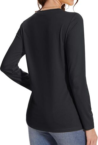 MAGCOMSEN Women's Long Sleeve Shirts Casual Crew Neck T-Shirt 2025 Basic Fall Tops Classic-fit Tee Breathable Cotton Top in Saudi Arabia