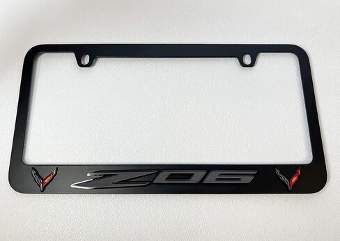Eurosport Daytona- Compatible with 2020 - Current, Corvette C8 Z06 Logo Black License Plate Frame in Saudi Arabia