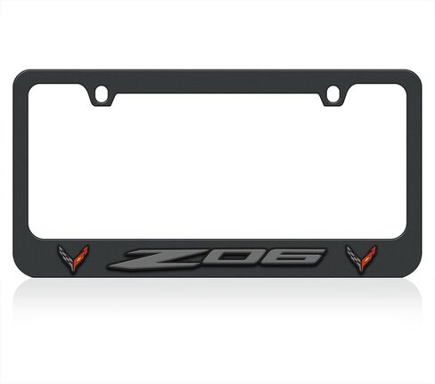 Eurosport Daytona- Compatible with 2020 - Current, Corvette C8 Z06 Logo Black License Plate Frame in Saudi Arabia