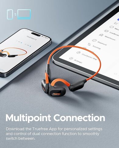 truefree F2 Open Ear Headphones Bluetooth 5.3 Air Conduction Wireless Headphones Sport Earbuds with 16.2mm Enhanced Bass,Dual Mic for Clear Calls,15H Playtime,Multipoint Connection,App Control,Beige in Saudi Arabia