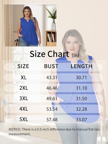VISLILY Womens-Plus-Size-Sleeveless-Henley-Shirts Casual V Neck Summer Tank Tops Flowy Pleated Tunics Cute Buttons Up Blouses in Kuwait