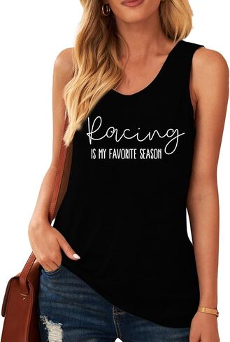 Racing Tank Tops for Women Checkered Flag Sleeveless Shirt Race Lover Raceday Vest Tee in Kuwait