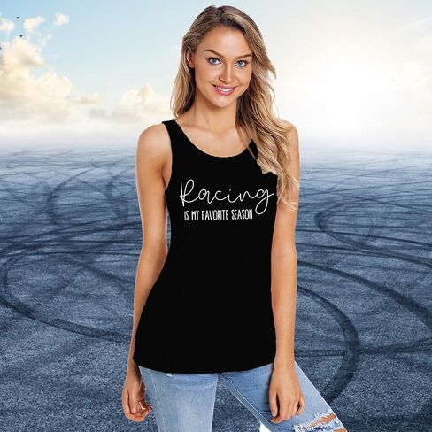 Racing Tank Tops for Women Checkered Flag Sleeveless Shirt Race Lover Raceday Vest Tee in Kuwait