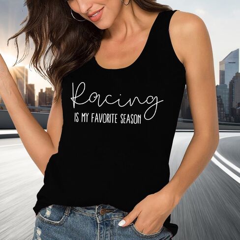 Racing Tank Tops for Women Checkered Flag Sleeveless Shirt Race Lover Raceday Vest Tee in Kuwait