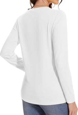 MAGCOMSEN Women's Long Sleeve Shirts Casual Crew Neck T-Shirt 2025 Basic Fall Tops Classic-fit Tee Breathable Cotton Top in Saudi Arabia