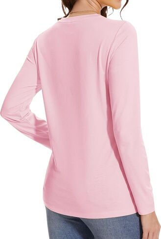MAGCOMSEN Women's Long Sleeve Shirts Casual Crew Neck T-Shirt 2025 Basic Fall Tops Classic-fit Tee Breathable Cotton Top in Saudi Arabia