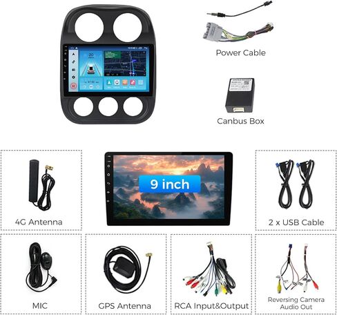 FELLOSTAR Car Stereo Update for 2010-2016 Jeep Compass Jeep Patriot Radio Replacement 2+32 Touch Screen Stereo with Carplay & Android Auto 10 Inches QLED Head Unit BT/GPS/SWC/AM/FM/5G in Saudi Arabia