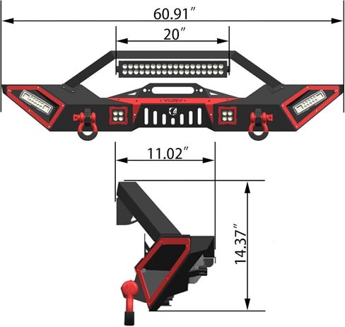 مصد أمامي تم ترقيته الأسود المتوافق مع 2007-2025 Jeep Wrangler JK JKU JL و 2020-2024 Jeep Gladiator JT W/Winch Plate & D-Rings & LED in Kuwait
