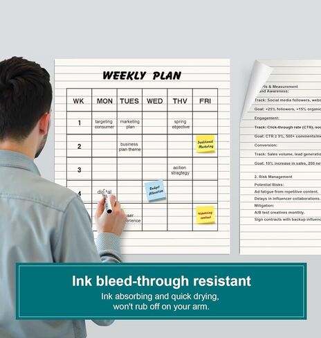 ViVin Grid Sticky Easel Pad, 25 x 30 Inches Flip Chart Paper for Teachers and Students, Large Self Stick Easel Paper for School & Office, 30 Sheets/Pad, 2 Pads/Pack in Kuwait