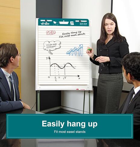 ViVin Grid Sticky Easel Pad, 25 x 30 Inches Flip Chart Paper for Teachers and Students, Large Self Stick Easel Paper for School & Office, 30 Sheets/Pad, 2 Pads/Pack in Kuwait