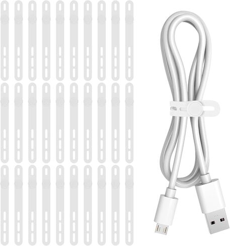 30Pcs Silicone Cable Ties - Reusable, Washable with Adjustable Locking Design, High Elasticity Cable Strap Ties for Home, Office, Kitchen, School, Travel Essential Cord Organizer (Black) in Saudi Arabia
