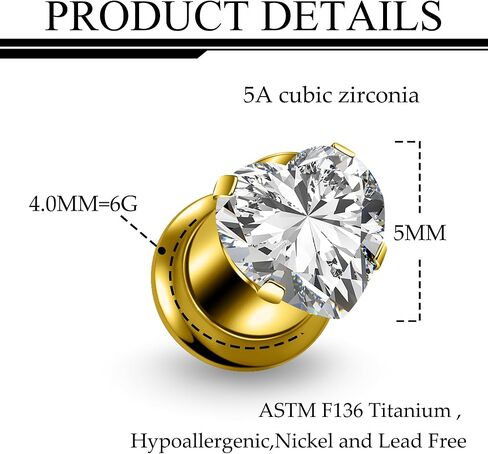مقاييس Ruifan للأذنين ASTM F136 Titanium Heart Clear Cz Single Flare Tapers Screen Screen Dauges Earrings Ear Expander Strudding Kit Pister for Women Men 10g 8g 4g 4g 2g 0g 00g in Saudi Arabia