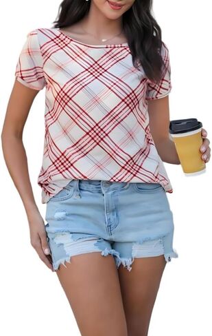 Summer Short Sleeve Shirt for Women Tops Dressy Business Casual Crewneck Blouse Slim Fit in Saudi Arabia