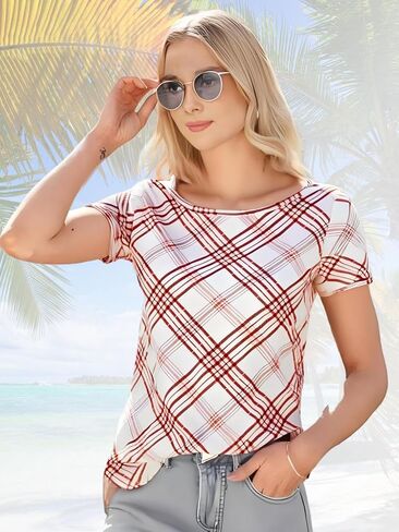 Summer Short Sleeve Shirt for Women Tops Dressy Business Casual Crewneck Blouse Slim Fit in Saudi Arabia