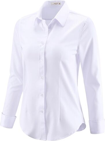 Button Down Shirts for Women Dress Shirts Long Sleeve Stretch Wrinkle Free Work Solid Casual Office Blouses Top in Saudi Arabia
