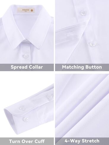 Button Down Shirts for Women Dress Shirts Long Sleeve Stretch Wrinkle Free Work Solid Casual Office Blouses Top in Saudi Arabia