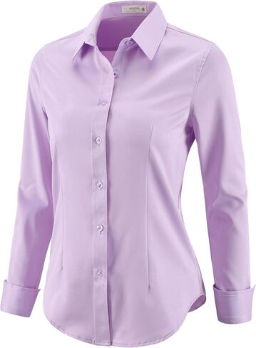 Button Down Shirts for Women Dress Shirts Long Sleeve Stretch Wrinkle Free Work Solid Casual Office Blouses Top in Saudi Arabia